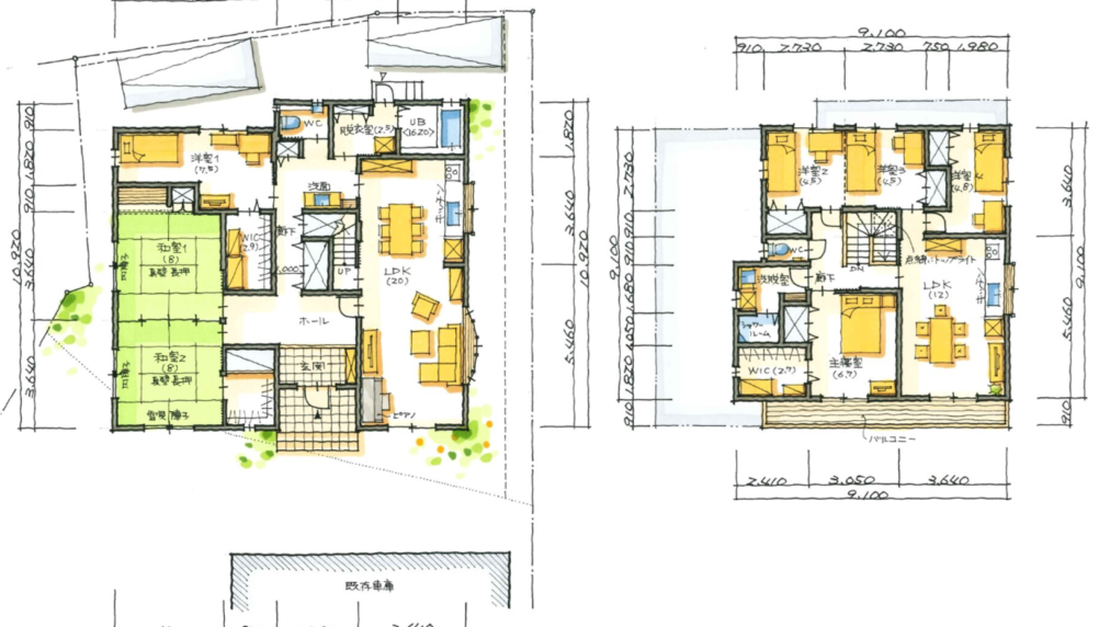 隣接した和室でゆったりとくつろげる二世帯住宅