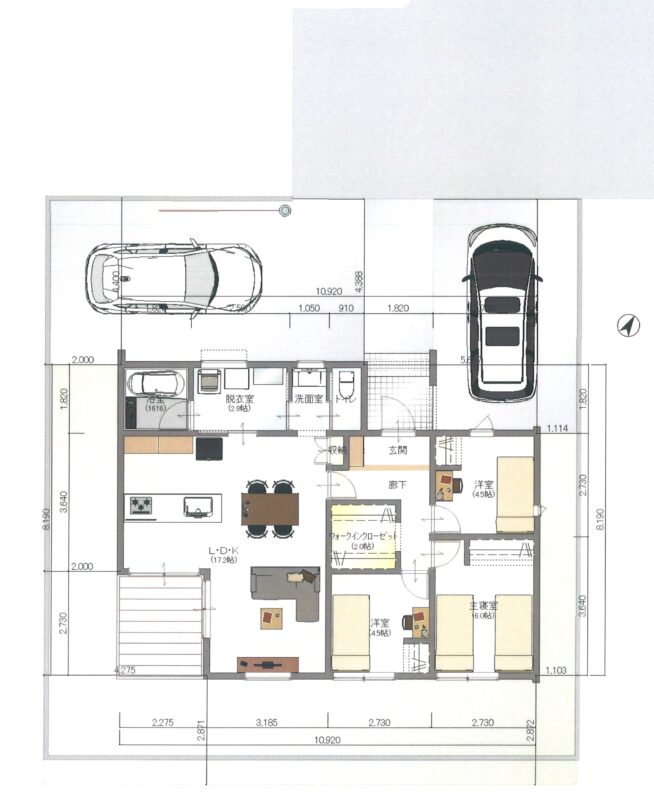 彦島福浦町6号地平屋建売紹介ページ。　間取り図