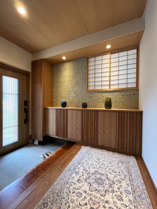 こだわりの茶室　施工例 ページ　石張り壁正面